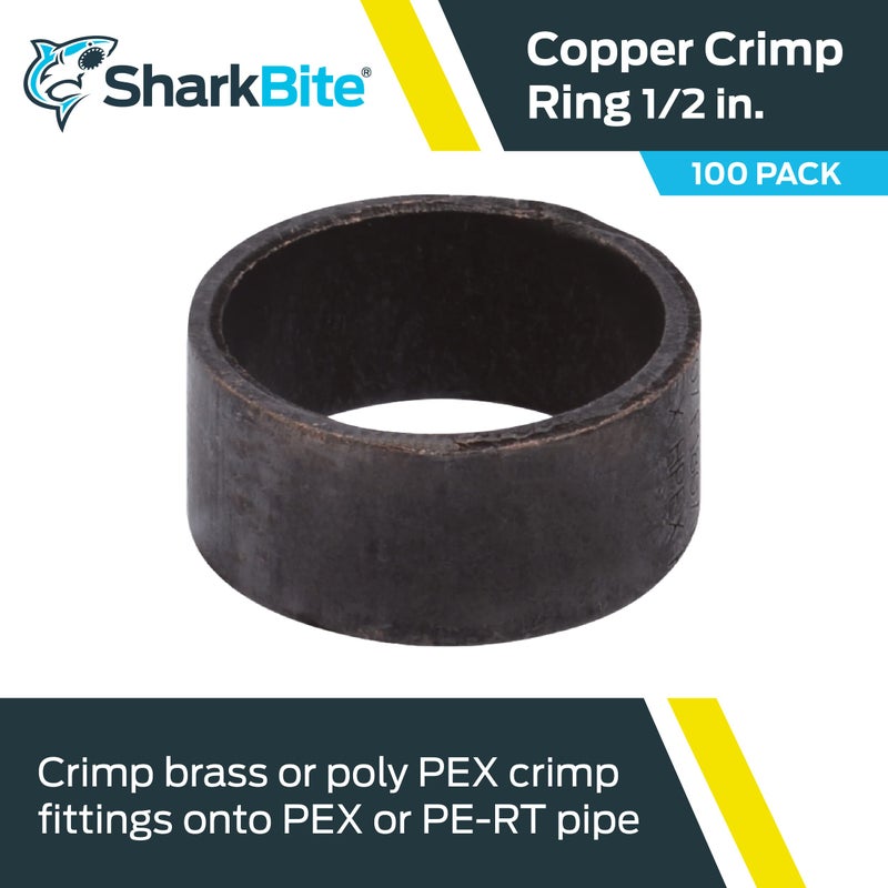 SharkBite 1/2 Inch Copper Crimp Rings, Pack of 100, PEX Pipe, PE-RT, 23102CP100 - Image 2